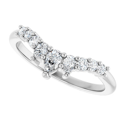 3/8 Ctw Pear Lab-Grown Diamond Contour Band - White Gold - Lab Grown Diamond