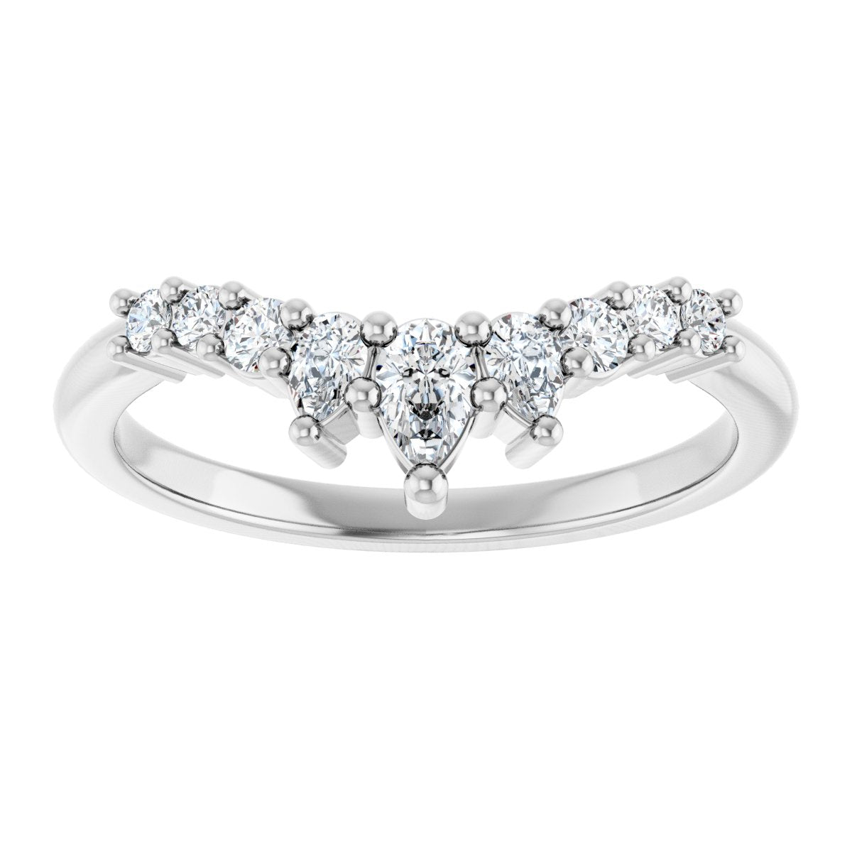 3/8 Ctw Pear Lab-Grown Diamond Contour Band - White Gold - Lab Grown Diamond
