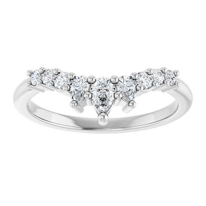 3/8 Ctw Pear Lab-Grown Diamond Contour Band - White Gold - Lab Grown Diamond