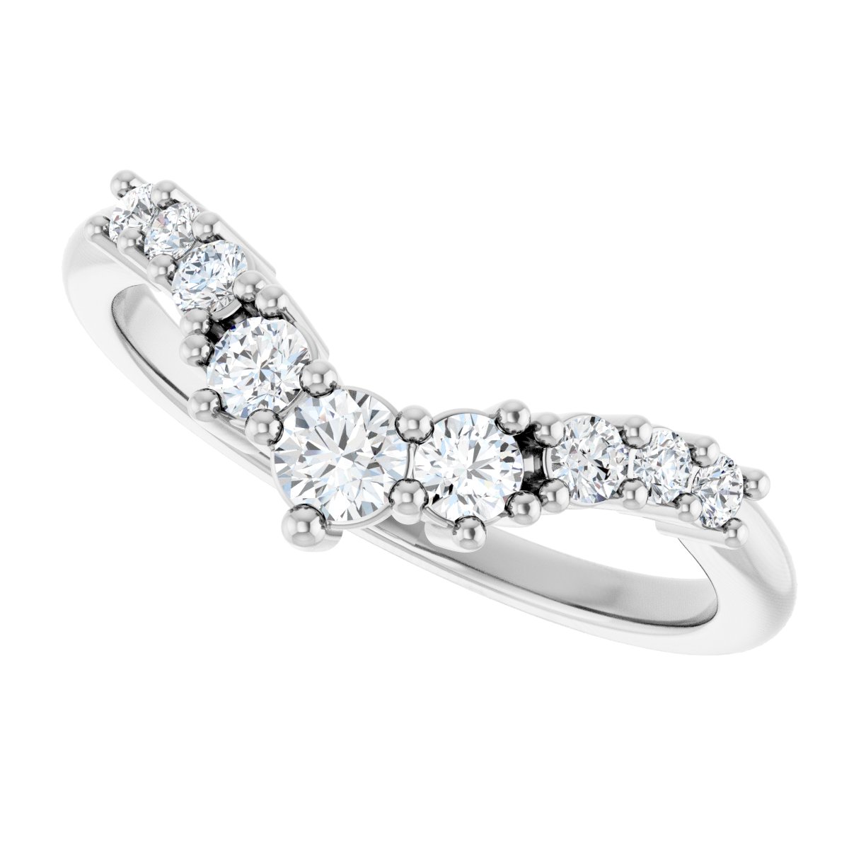 1/3 Ctw Lab-Grown Diamond Contour Band - White Gold - Lab Grown Diamond