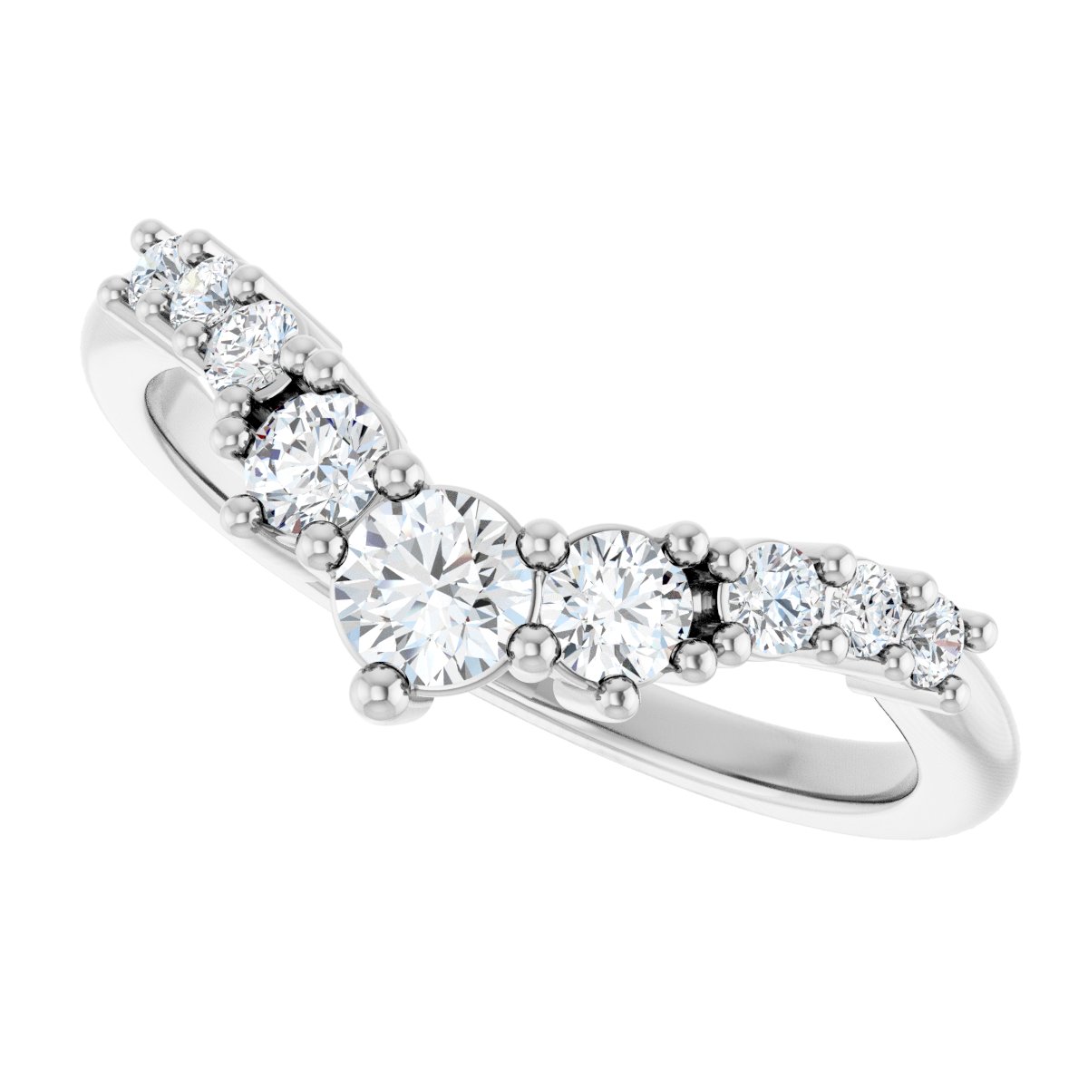 3/8 Ctw Lab-Grown Diamond Contour Band - White Gold - Lab Grown Diamond