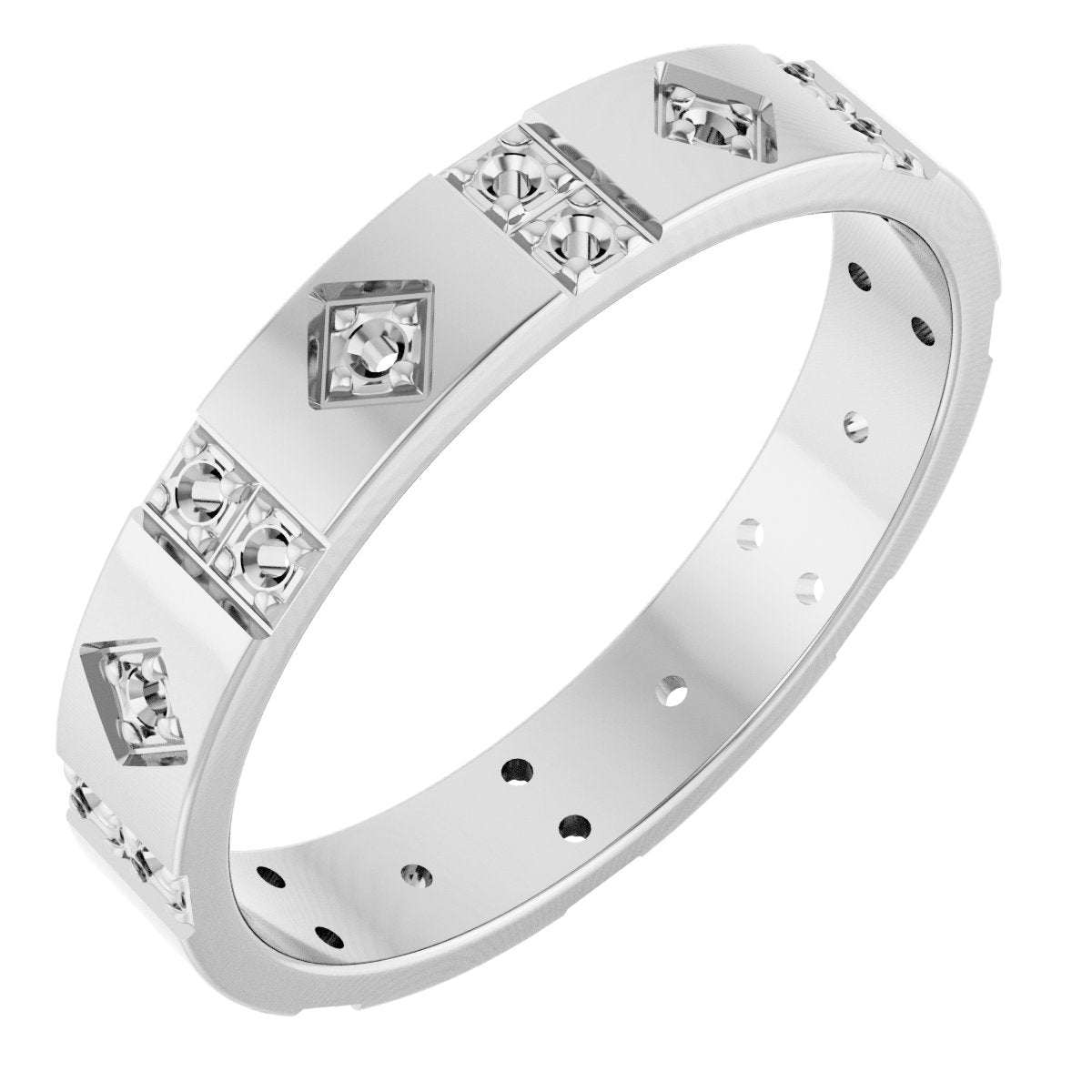 1/3 Ctw Lab-Grown Diamond Mens Accented Band - White Gold - Lab Grown Diamond