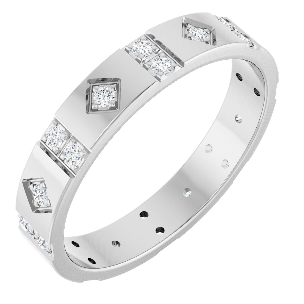 1/4 Ctw Lab-Grown Diamond Mens Accented Band - White Gold - Lab Grown Diamond
