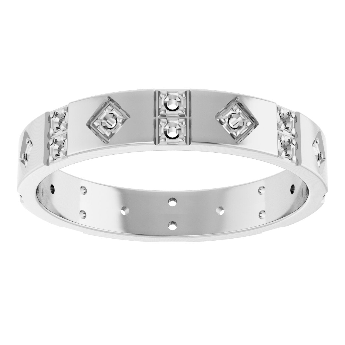 1/3 Ctw Lab-Grown Diamond Mens Accented Band - White Gold - Lab Grown Diamond