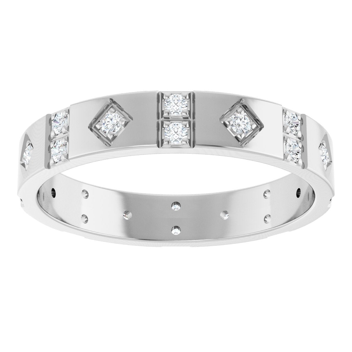 1/4 Ctw Lab-Grown Diamond Mens Accented Band - White Gold - Lab Grown Diamond