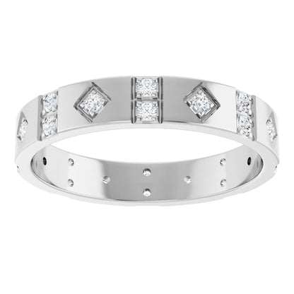 1/4 Ctw Lab-Grown Diamond Mens Accented Band - White Gold - Lab Grown Diamond