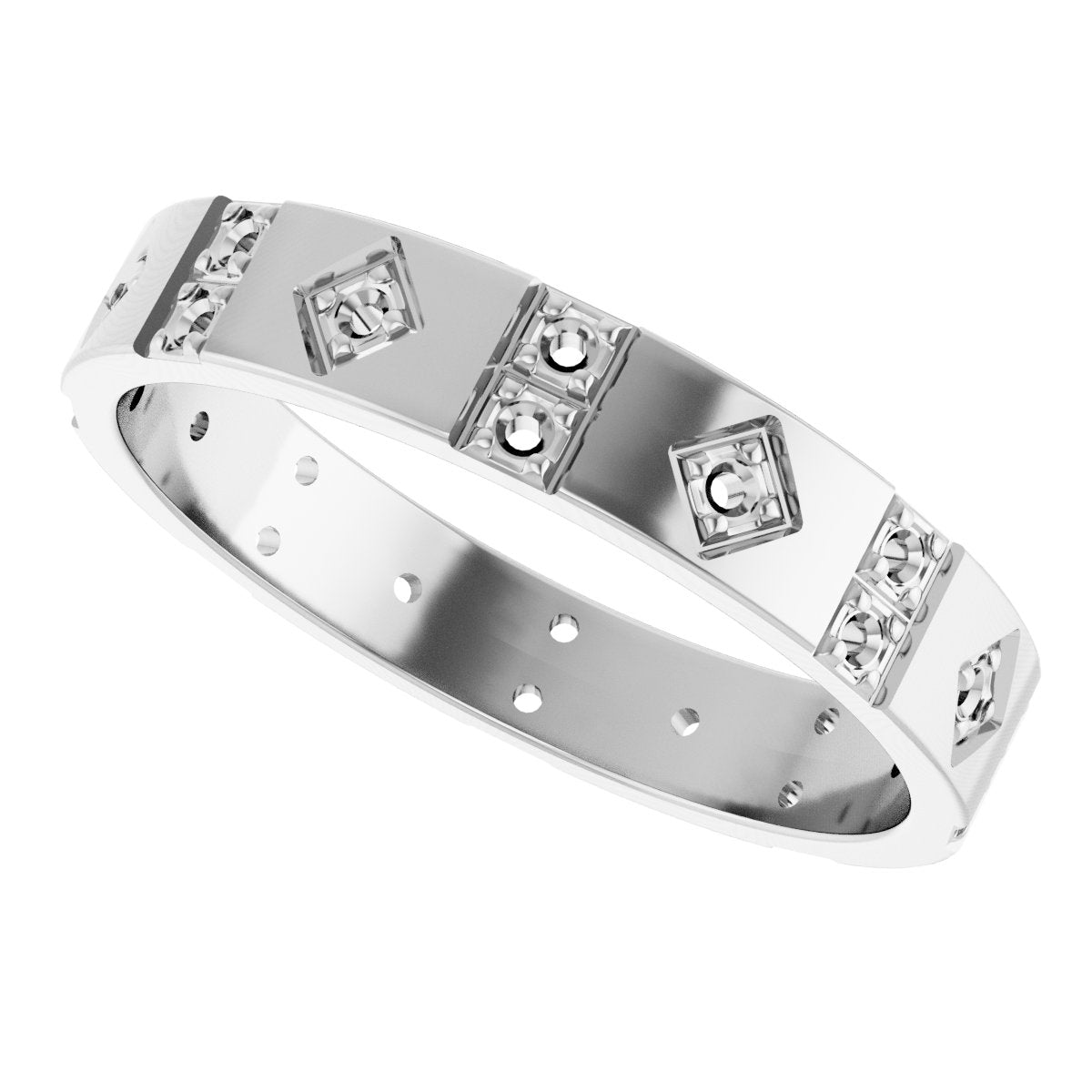 1/3 Ctw Lab-Grown Diamond Mens Accented Band - White Gold - Lab Grown Diamond