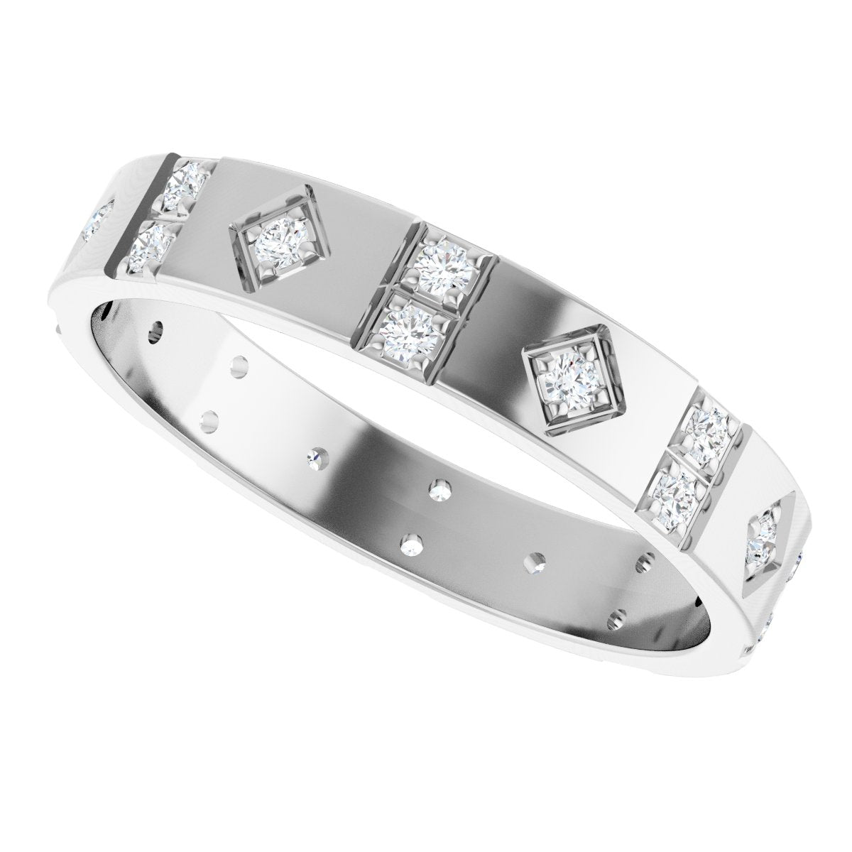 1/4 Ctw Lab-Grown Diamond Mens Accented Band - White Gold - Lab Grown Diamond