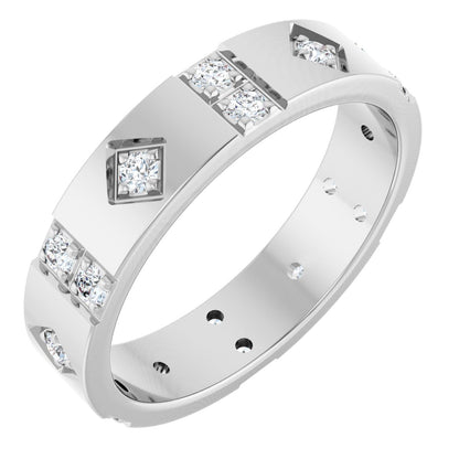 1/2 Ctw Lab-Grown Diamond Mens Accented Band - White Gold - Lab Grown Diamond