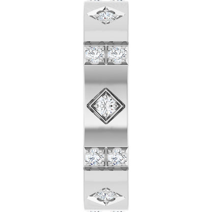 1/2 Ctw Lab-Grown Diamond Mens Accented Band - White Gold - Lab Grown Diamond