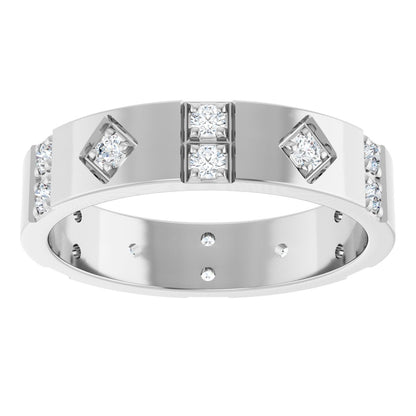 1/2 Ctw Lab-Grown Diamond Mens Accented Band - White Gold - Lab Grown Diamond