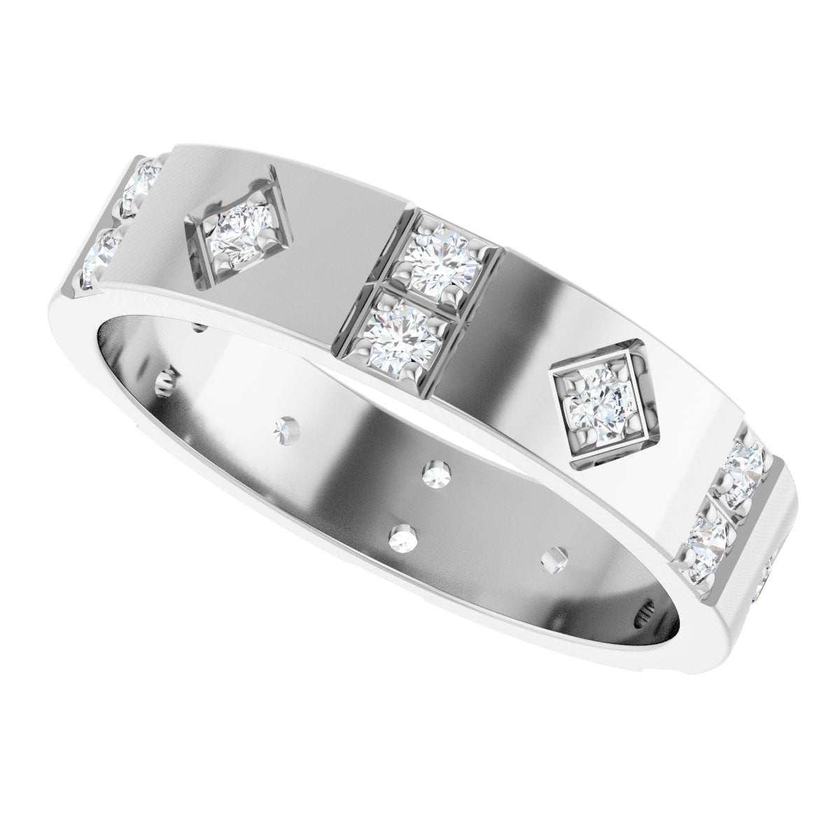 1/2 Ctw Lab-Grown Diamond Mens Accented Band - White Gold - Lab Grown Diamond