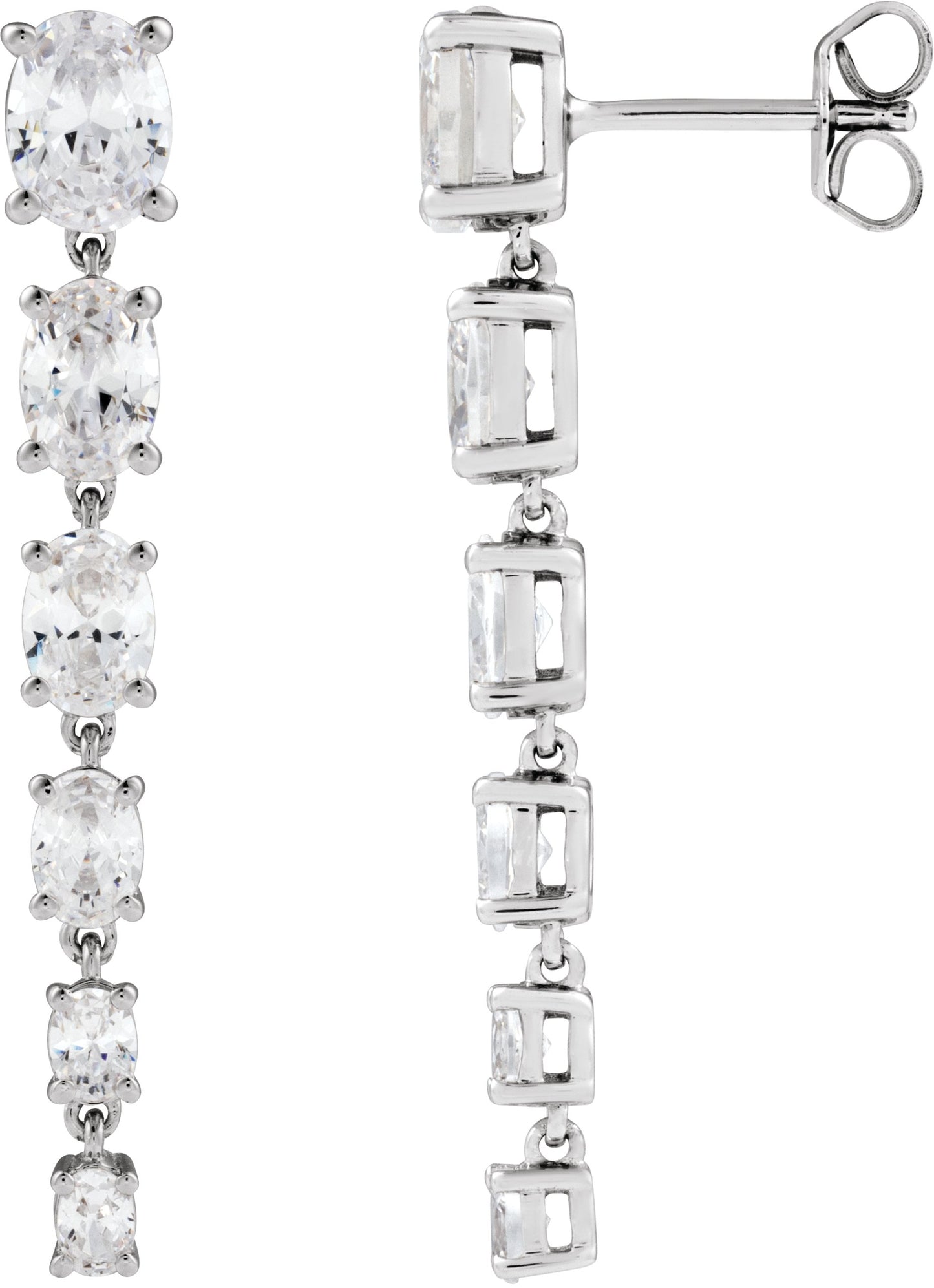 3 1/4 Oval Lab-Grown Diamond Drop Earrings