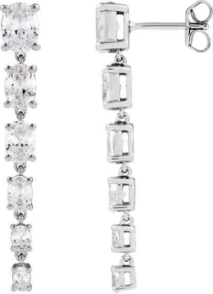 3 1/4 Oval Lab-Grown Diamond Drop Earrings
