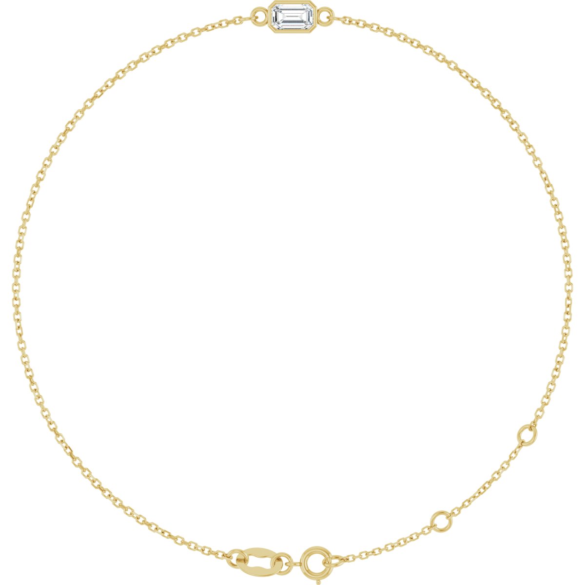 Emerald Lab-Grown Emerald Bezel-Set Bracelet - Yellow Gold - Lab Grown Diamond