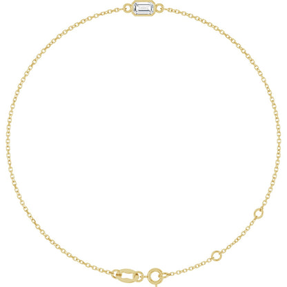 Emerald Lab-Grown Emerald Bezel-Set Bracelet - Yellow Gold - Lab Grown Diamond