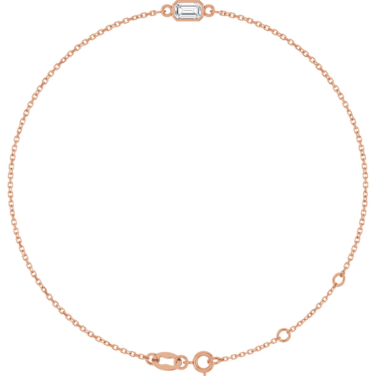 Emerald Lab-Grown Blue Sapphire Bezel-Set Bracelet - Rose Gold - Lab Grown Diamond
