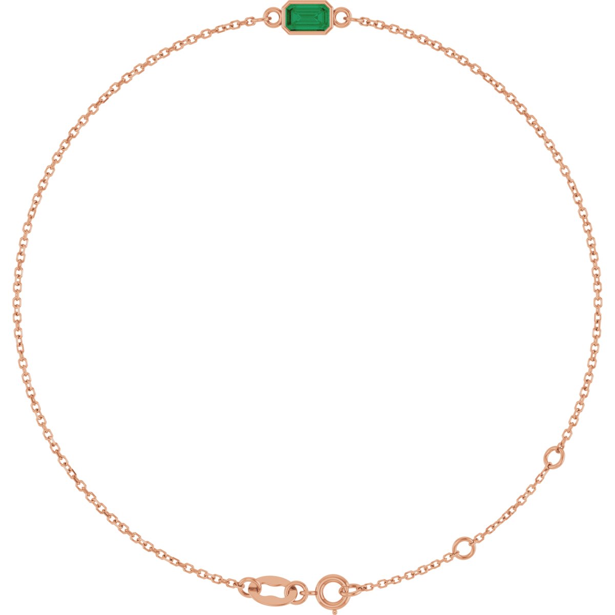 Emerald Lab-Grown Ruby Bezel-Set Bracelet - Rose Gold - Lab Grown Diamond