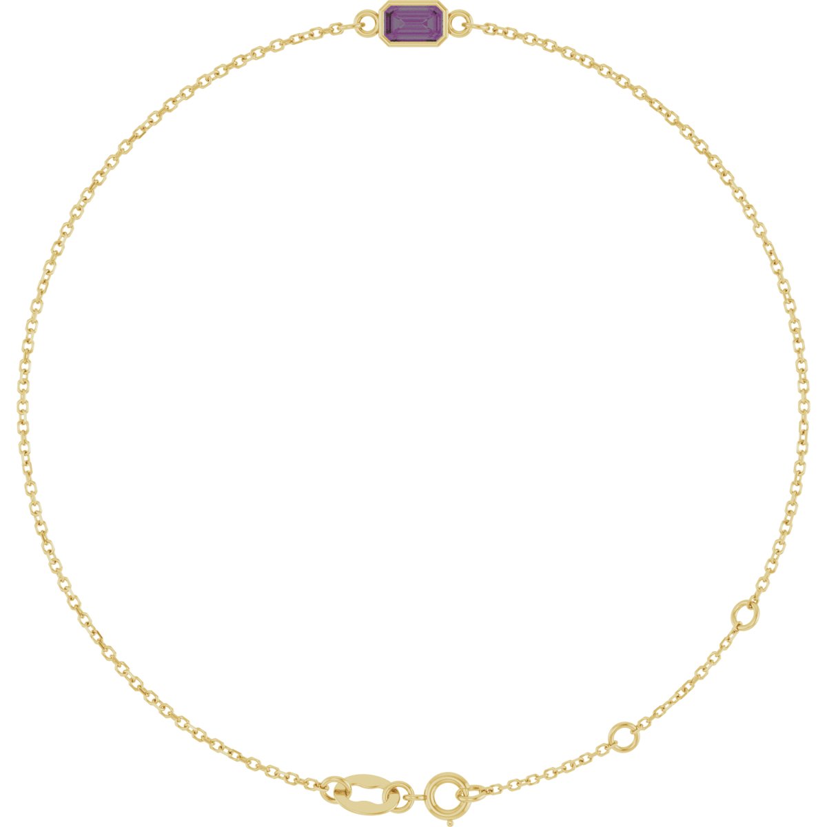 Emerald Lab-Grown Alexandrite Bezel-Set Bracelet - Yellow Gold - Lab Grown Diamond