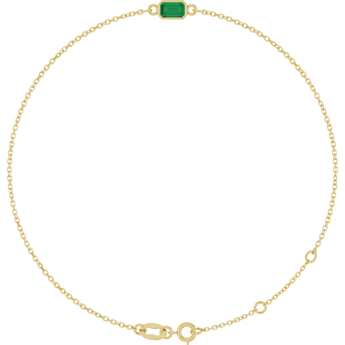 Emerald Lab-Grown Blue Sapphire Bezel-Set Bracelet - Yellow Gold - Lab Grown Diamond