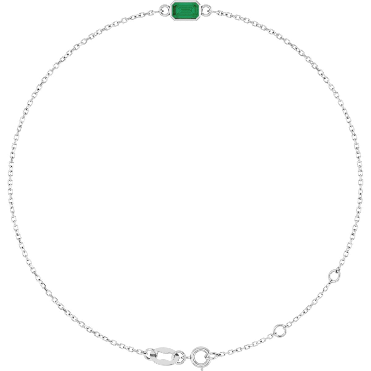 Emerald Lab-Grown Emerald Bezel-Set Bracelet - Lab Grown Diamond