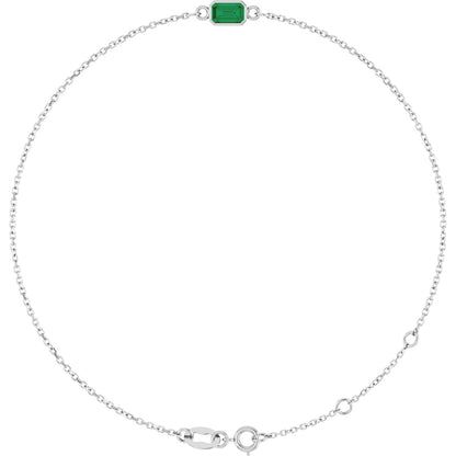 Emerald Lab-Grown Emerald Bezel-Set Bracelet - Lab Grown Diamond