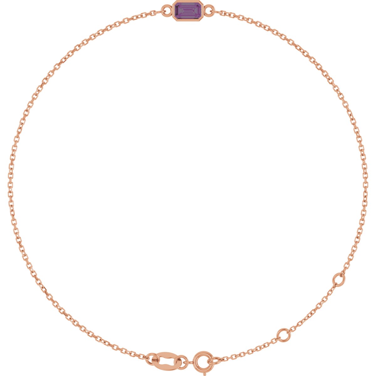 1/3 Ct Emerald Lab-Grown Diamond Bezel-Set Bracelet - Rose Gold - Lab Grown Diamond