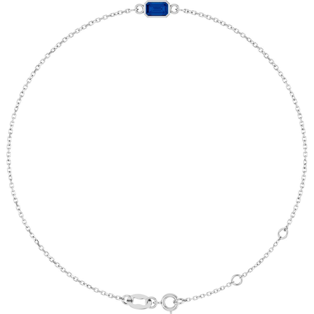 Emerald Lab-Grown Blue Sapphire Bezel-Set Bracelet - Lab Grown Diamond