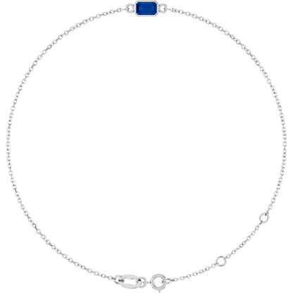 Emerald Lab-Grown Blue Sapphire Bezel-Set Bracelet - Lab Grown Diamond