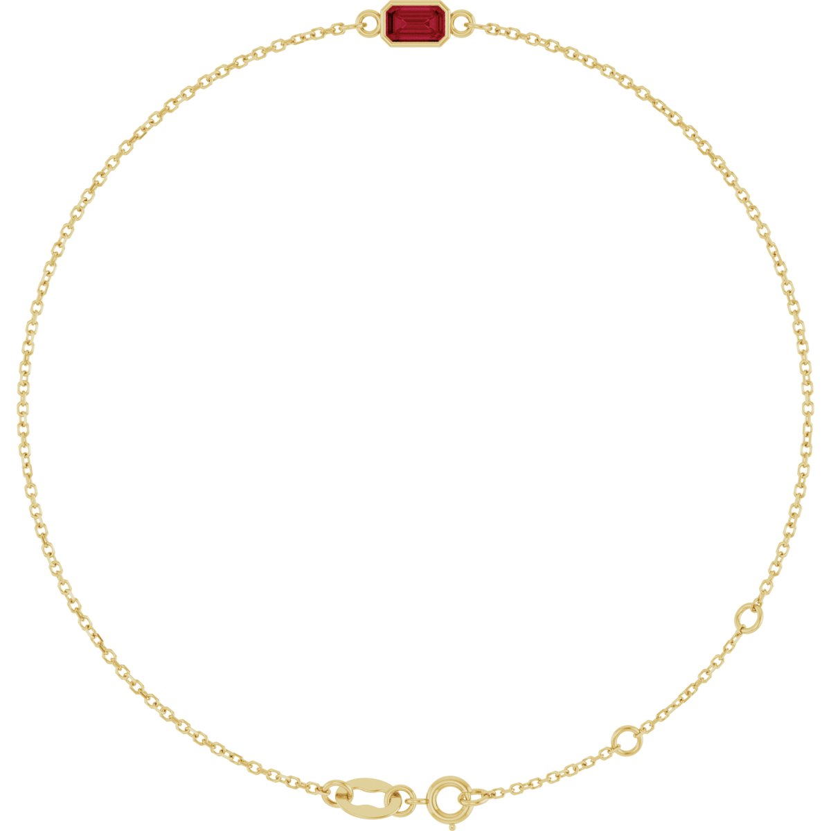 Emerald Lab-Grown Ruby Bezel-Set Bracelet - Yellow Gold - Lab Grown Diamond