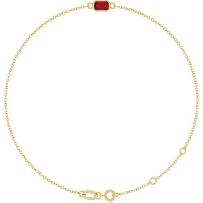Emerald Lab-Grown Ruby Bezel-Set Bracelet - Yellow Gold - Lab Grown Diamond