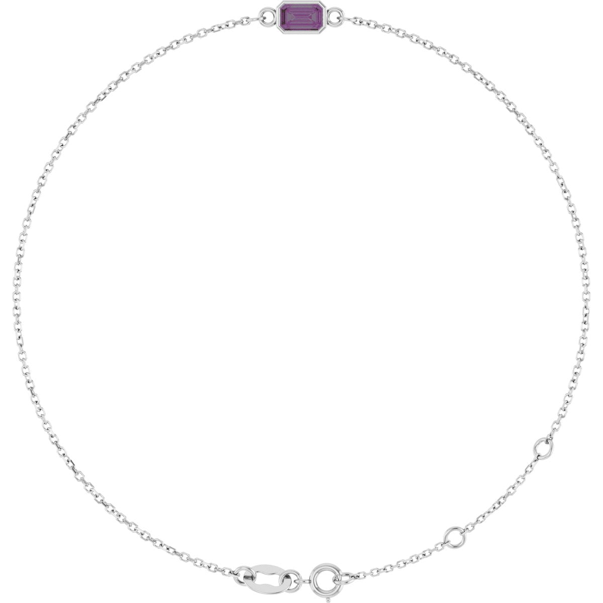 Emerald Lab-Grown Alexandrite Bezel-Set Bracelet - Lab Grown Diamond