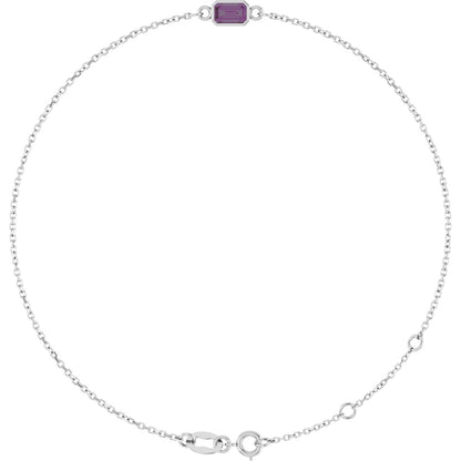 Emerald Lab-Grown Alexandrite Bezel-Set Bracelet - Lab Grown Diamond