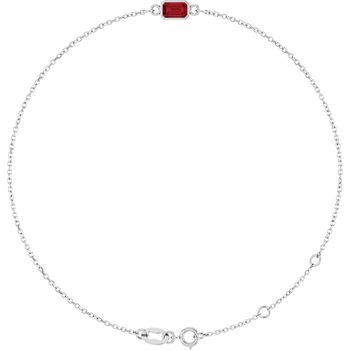 Emerald Lab-Grown Ruby Bezel-Set Bracelet - Lab Grown Diamond