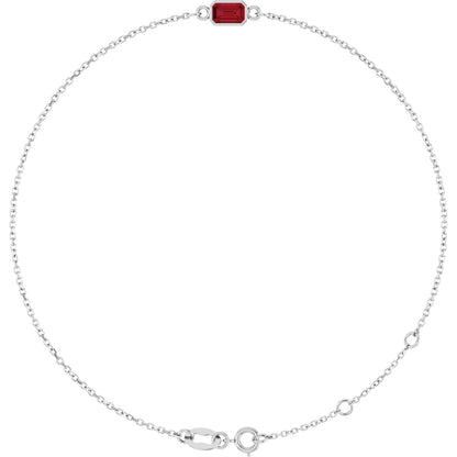 Emerald Lab-Grown Ruby Bezel-Set Bracelet - Lab Grown Diamond