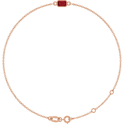 Emerald Lab-Grown Alexandrite Bezel-Set Bracelet - Rose Gold - Lab Grown Diamond