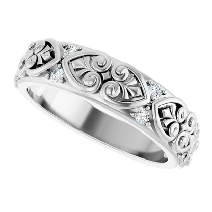 1/6 Ctw Lab-Grown Diamond Accented Sculptural Band - White Gold - Lab Grown Diamond