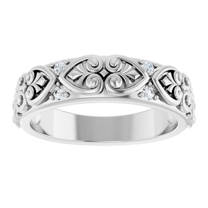 1/6 Ctw Lab-Grown Diamond Accented Sculptural Band - White Gold - Lab Grown Diamond
