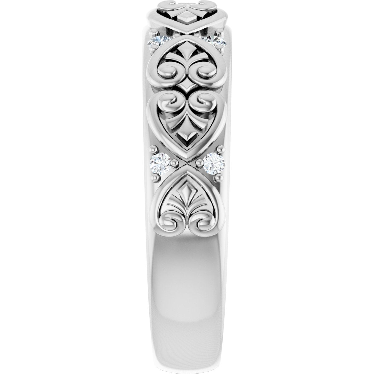 1/6 Ctw Lab-Grown Diamond Accented Sculptural Band - White Gold - Lab Grown Diamond