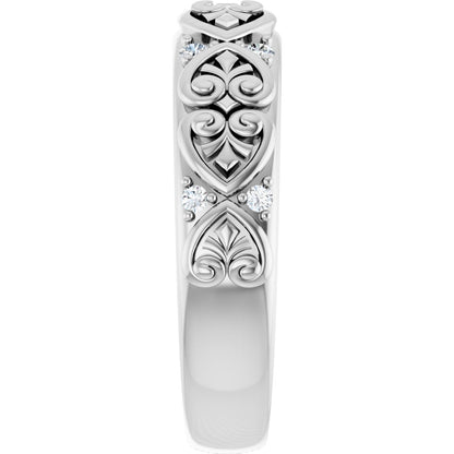 1/6 Ctw Lab-Grown Diamond Accented Sculptural Band - White Gold - Lab Grown Diamond