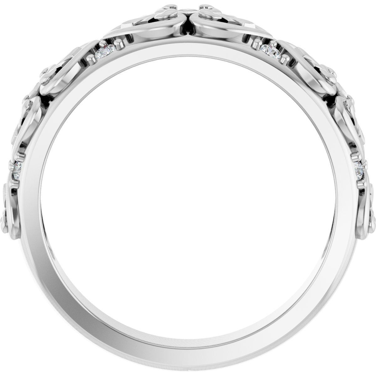 1/6 Ctw Lab-Grown Diamond Accented Sculptural Band - White Gold - Lab Grown Diamond