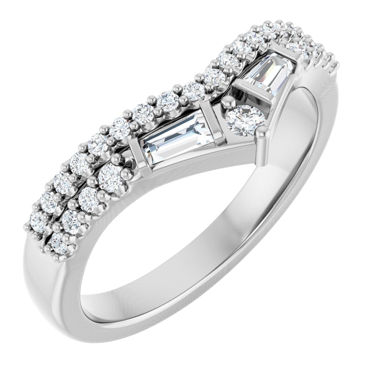 3/8 Ctw Lab-Grown Diamond Contour Band - White Gold - Lab Grown Diamond