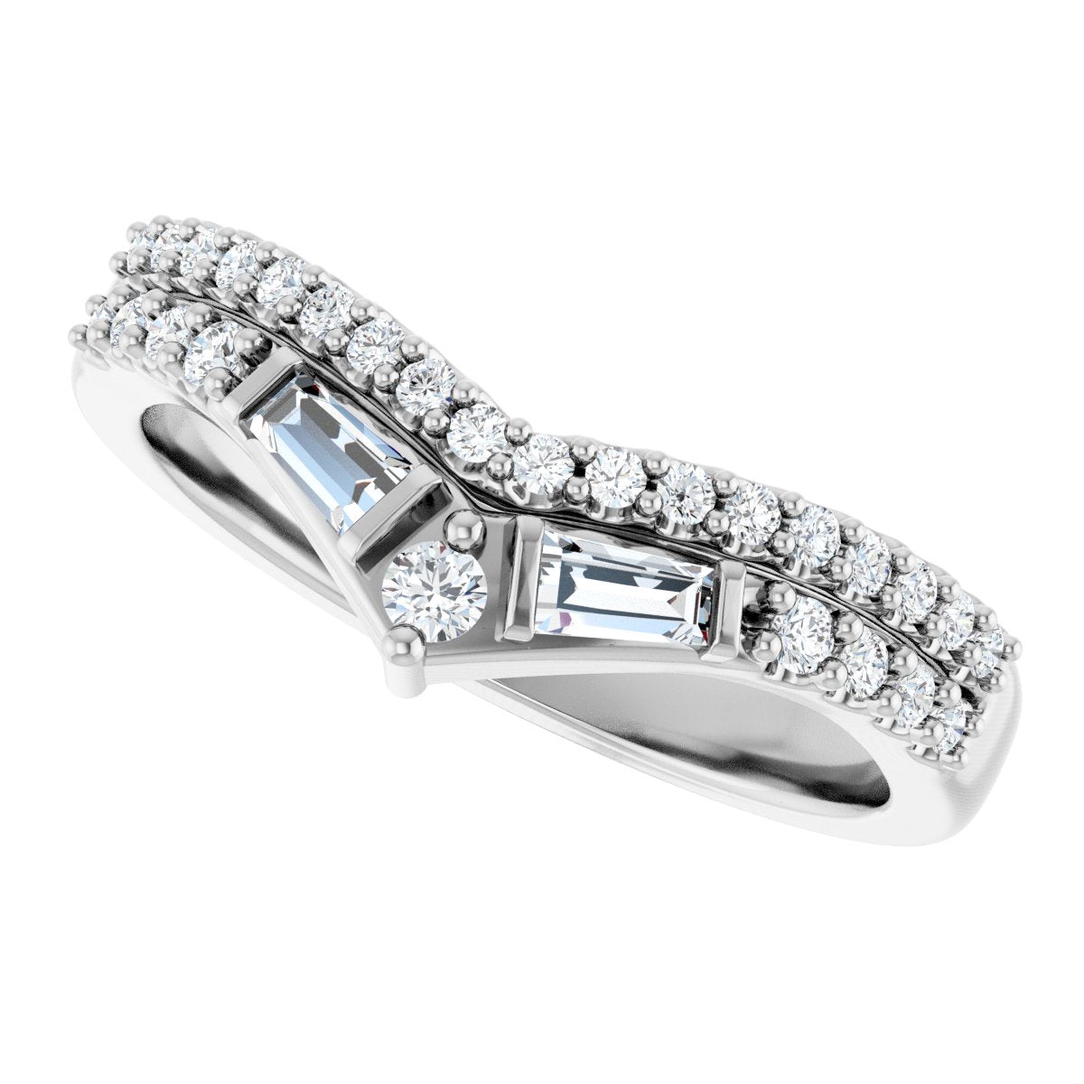3/8 Ctw Lab-Grown Diamond Contour Band - White Gold - Lab Grown Diamond