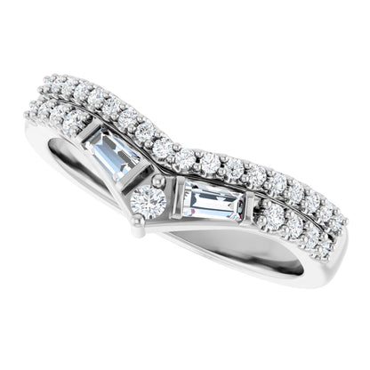 3/8 Ctw Lab-Grown Diamond Contour Band - White Gold - Lab Grown Diamond