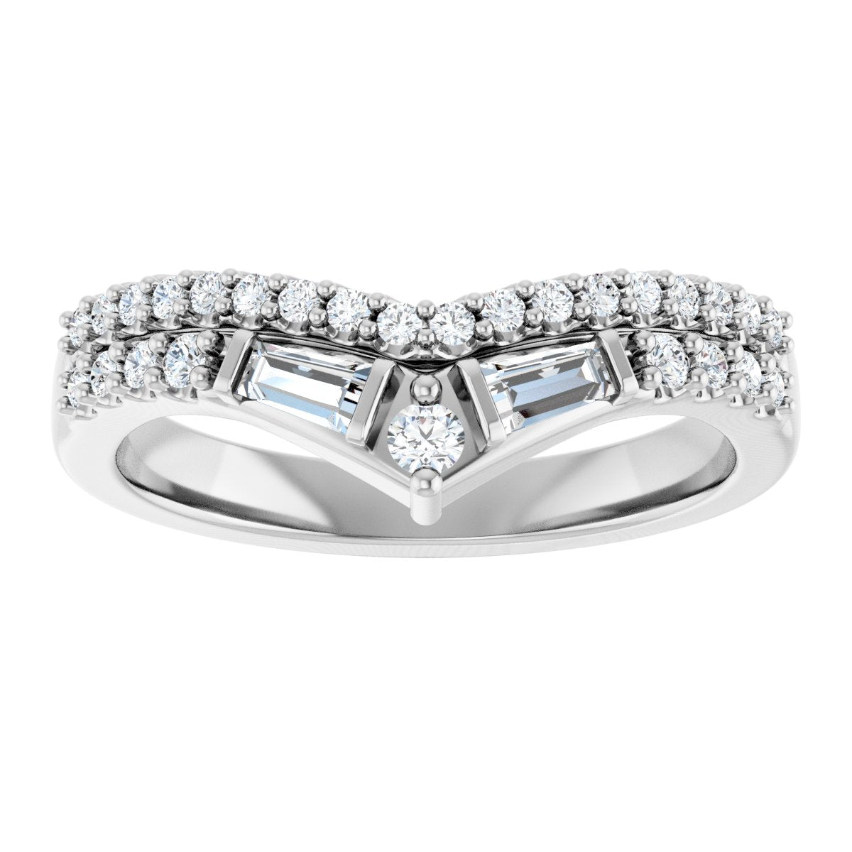 3/8 Ctw Lab-Grown Diamond Contour Band - White Gold - Lab Grown Diamond