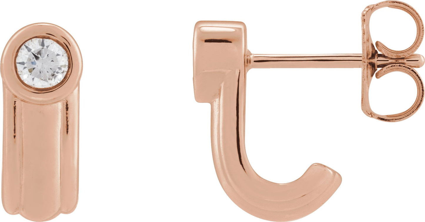 1/5 Ctw Lab-Grown Diamond Solitaire J Hoop Earrings - Lab Grown Diamond