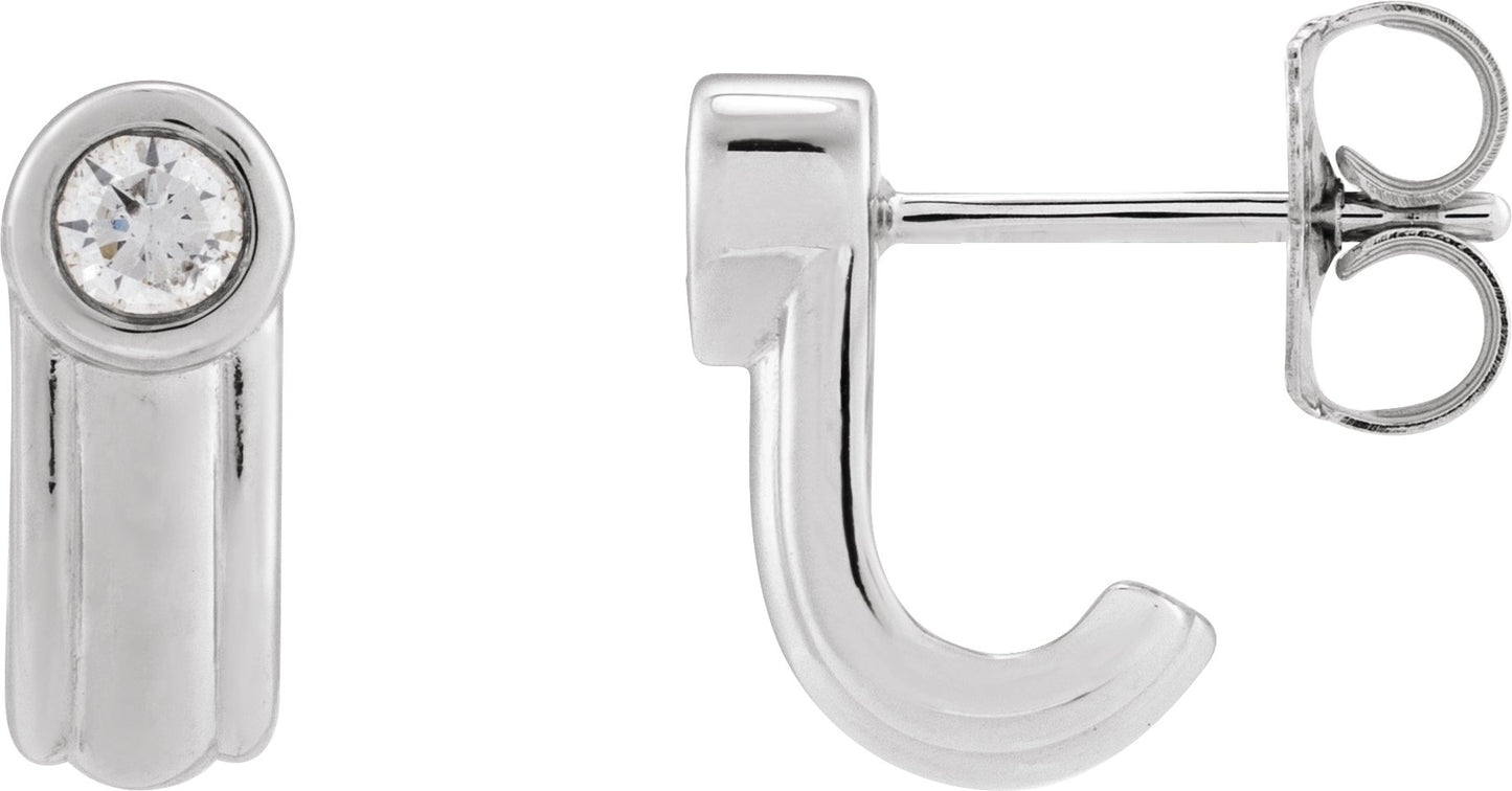 1/5 Ctw Lab-Grown Diamond Solitaire J Hoop Earrings