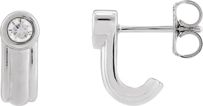 1/5 Ctw Lab-Grown Diamond Solitaire J Hoop Earrings