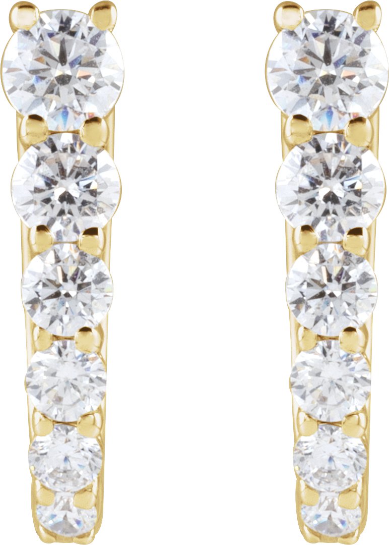 1/2 Ctw Lab-Grown Diamond Hoop Earring - Yellow Gold - Lab Grown Diamond