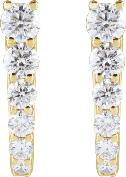 1/2 Ctw Lab-Grown Diamond Hoop Earring - Yellow Gold - Lab Grown Diamond